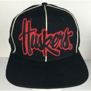 Nebraska Cornhuskers Snap Back Hat Cap Huskers Patch Referee Umpire Black Red